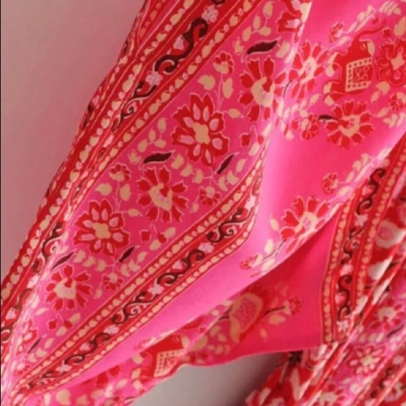 Red Coral Maxi KIMONO Duster Robe Delirium - Picture 5 of 5